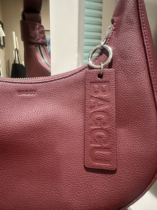 Baggu small recycled leather Crescent bag in Mahogany - Picture 2 of 10